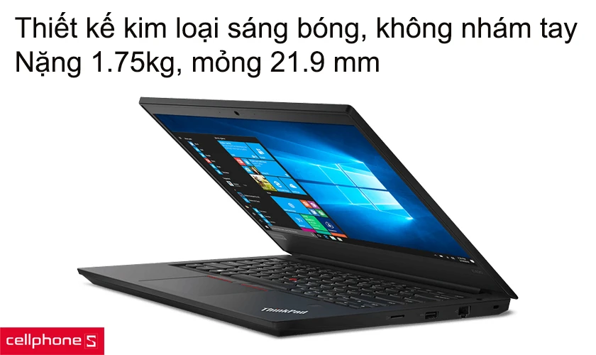 Thiết kế kim loại sáng bóng, không nhám tay, nặng 1.75kg, mỏng 21.9 mm