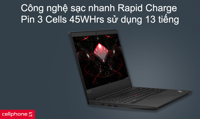 Công nghệ sạc nhanh Rapid Charge, pin 3 Cells 45WHrs sử dụng 13 tiếng