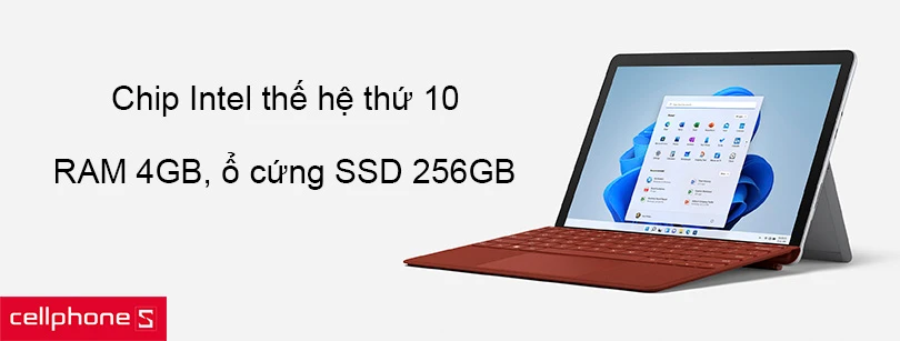 Dung lượng RAM 4GB và được trang bị chip Intel thế hệ thứ 10