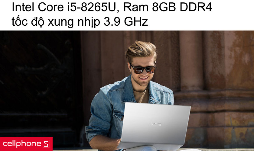 Chip Intel Core i5 8265U, Ram 8GB DDR4, tốc độ xung nhịp 3.9 GHz