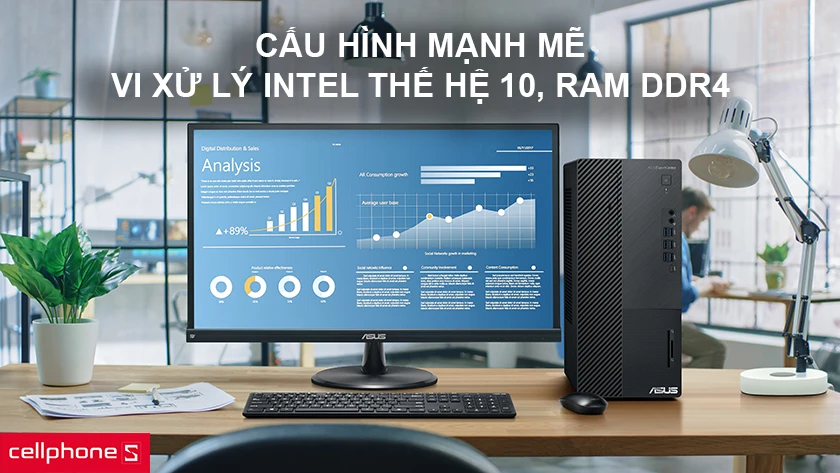 Cấu hình mạnh mẽ với vi xử lý Intel thế hệ 10, RAM DDR4