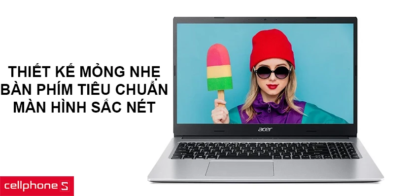 Thiết kế mỏng nhẹ, bàn phím tiêu chuẩn, màn hình sắc nét