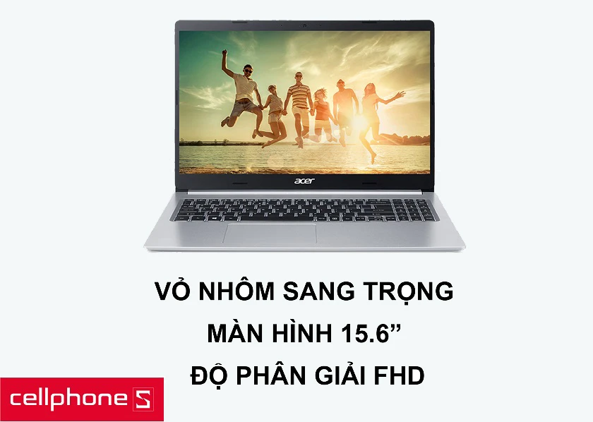 Thiết kế vỏ nhôm sang trọng cùng màn hình 15.6 inches độ phân giải FHD