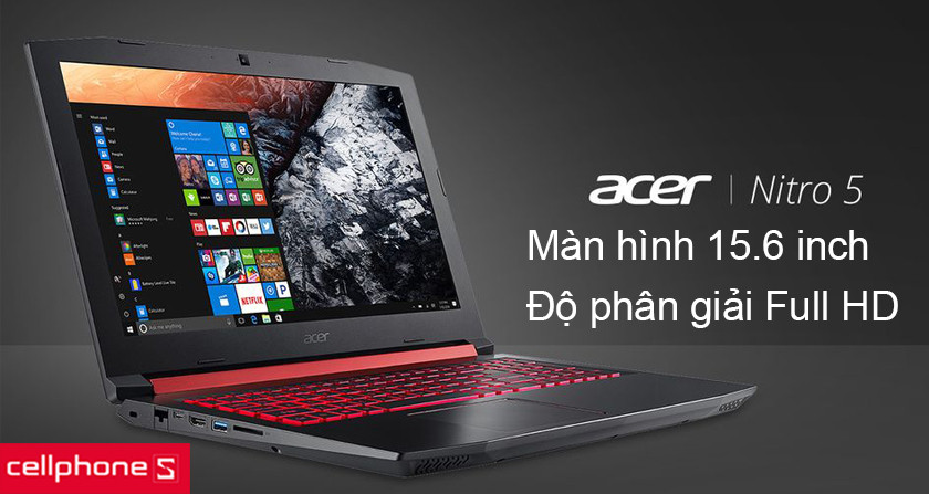 Màn hình 15.6 inch Full HD tấm nền IPS hiển thị sắc nét, chơi game đỉnh cao