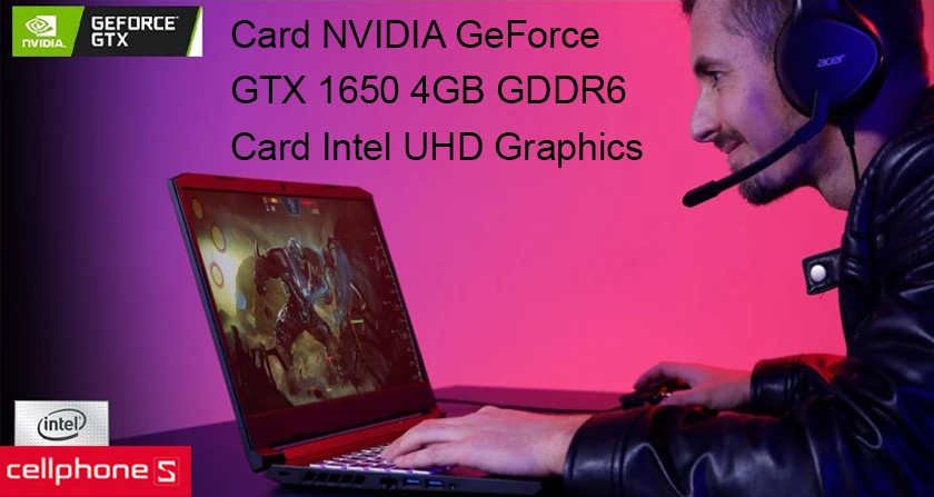 Card VGA NVIDIA GeForce GTX 1650 4GB GDDR6 và Intel UHD Graphics xử lý đồ họa tốc độ cao