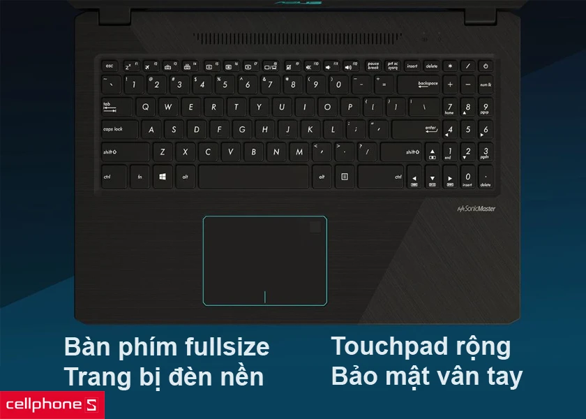Công nghệ âm thanh SonicMaster, bàn phím tiện lợi cho cảm giác gõ thoải mái