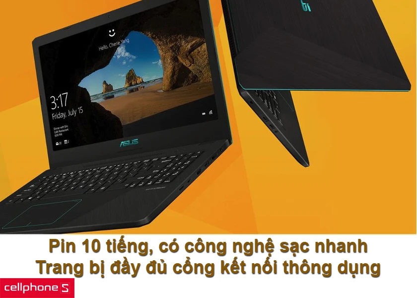 Pin 10 tiếng, có khả năng sạc nhanh, trang bị đầy đủ các cổng kết nối thông dụng