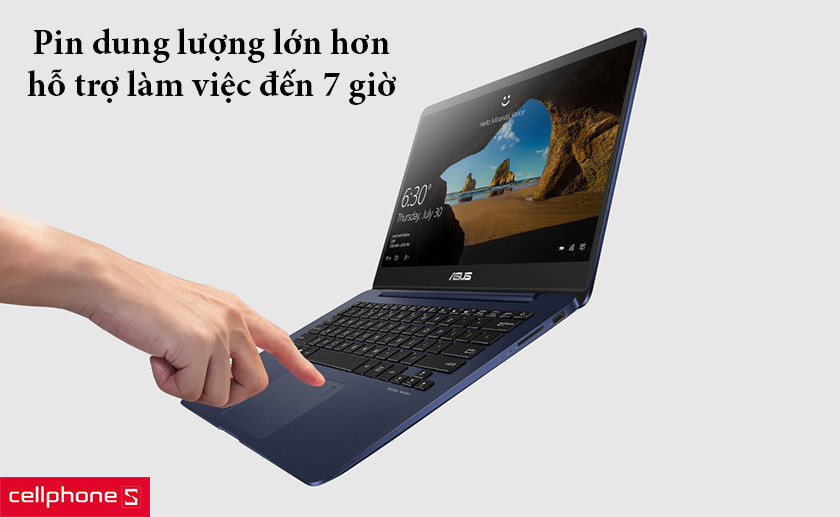 Pin dung lượng lớn hơn hỗ trợ làm việc đến 7 giờ