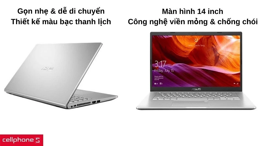 Kích thước nhỏ gọn & hình dáng thanh lịch, màn hình 14 inch FHD đáp ứng đủ nhu cầu