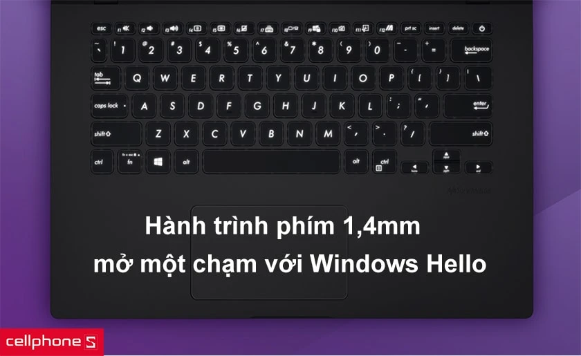 Hành trình phím 1,4mm, mở khóa một lần chạm với Windows Hello