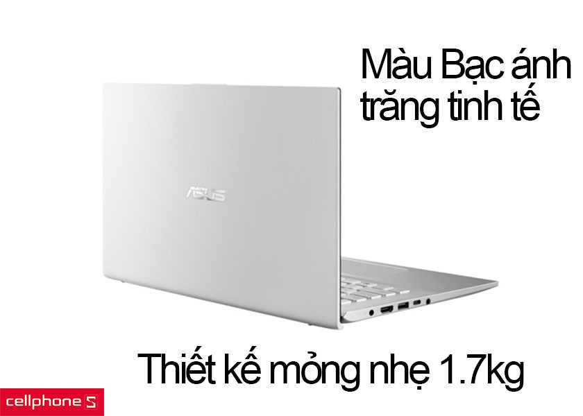 Thiết kế mỏng nhẹ cùng với màu Transparent Silver (Bạc ánh trăng) đẹp mắt