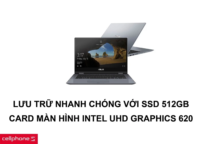 Lưu trữ nhanh chóng với ổ cứng SSD 512GB cùng card màn hình Intel UHD Graphic 620
