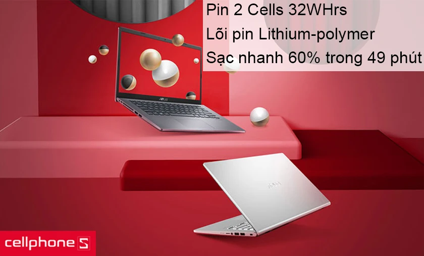Pin 2 Cells 32WHrs và công nghệ sạc nhanh cho bạn sử dụng máy cả ngày dài