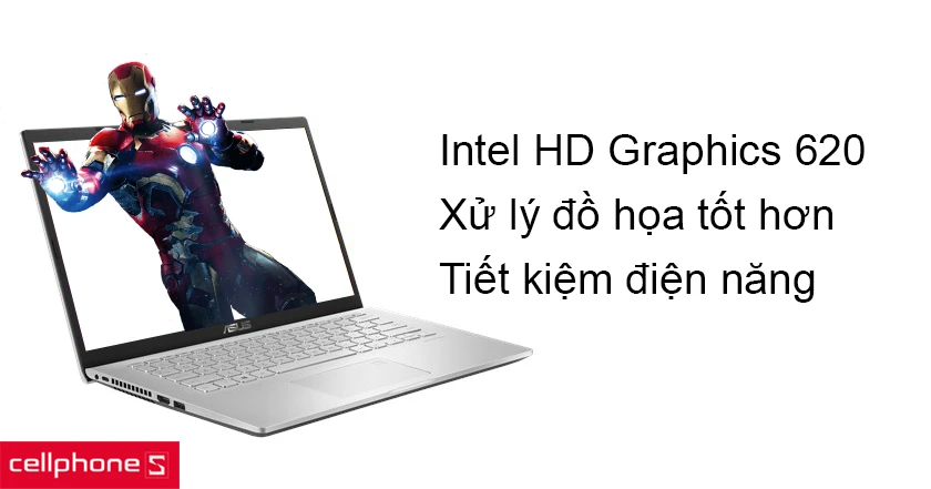 Card đồ họa Intel HD Graphics 620 tích hợp giúp các phần mềm đồ họa hoạt động tốt