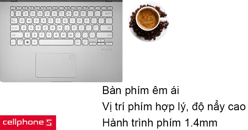 Bàn phím với khoảng cách phím hợp lý