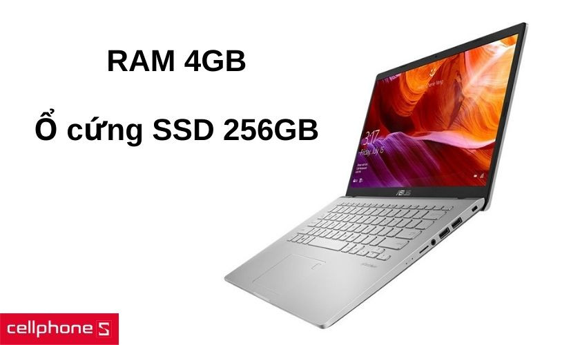 Trang bị RAM 4GB cùng ổ cứng SSD 256GB