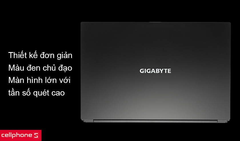 Thiết kế với logo Gigabyte nổi bật, màn hình lớn có tần số quét cao cho hình ảnh trung thực