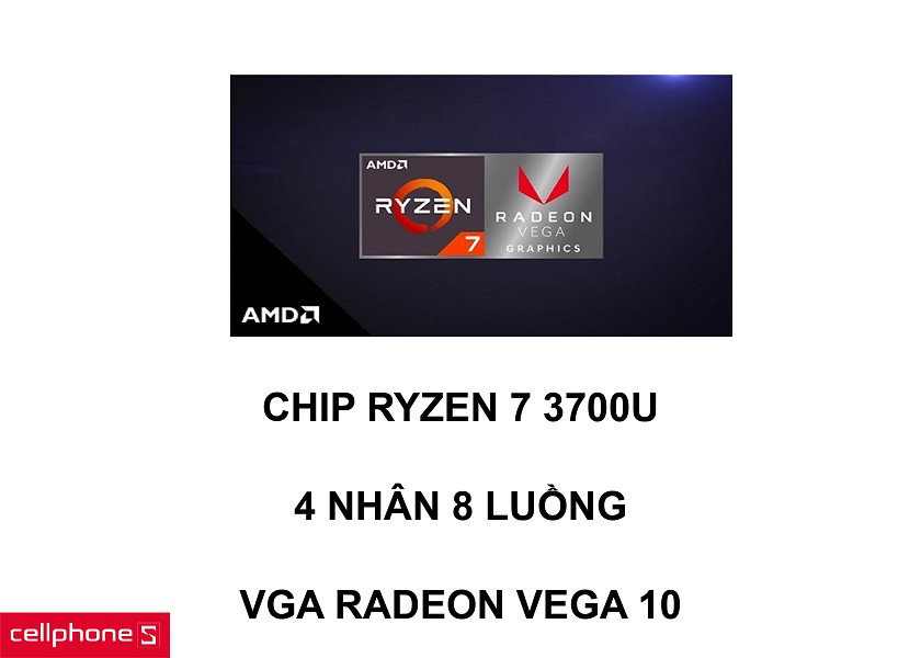 Chip xử lý AMD Ryzen R7 (3700U) mới cùng VGA AMD Radeon Vega10 Graphics