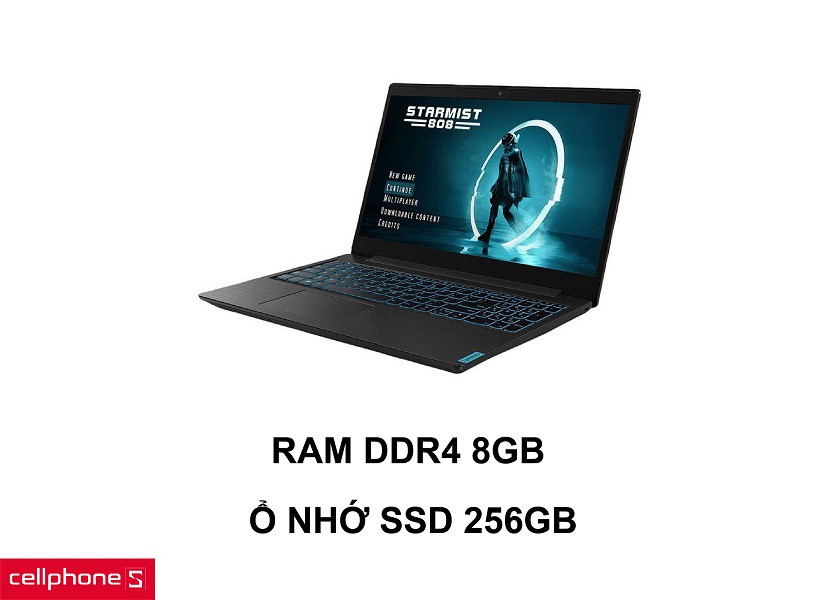 RAM DDR4 8GB đa nhiệm tốt cùng ổ cứng SSD 256GB tốc độ cao