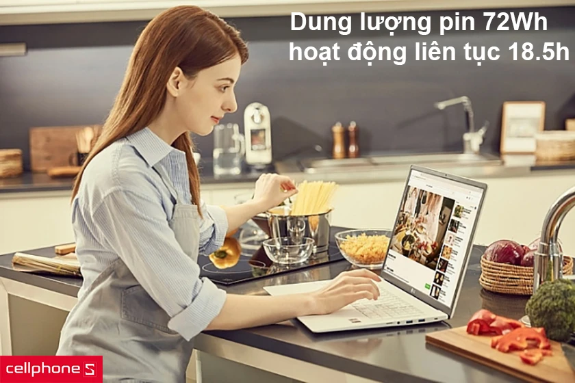 dung lượng pin 72Wh