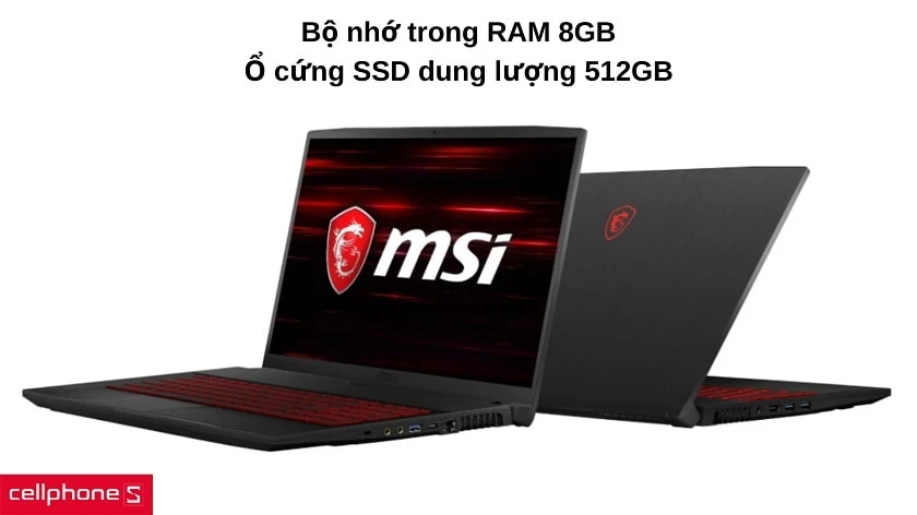 RAM 8GB cùng ổ cứng 512GB SSD cho tốc độ vận hành nhanh chóng