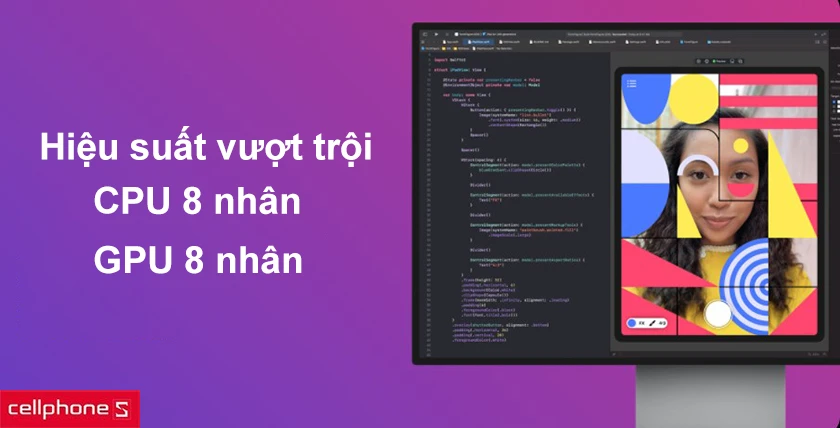 Vi xử lý M1 mạnh mẽ với 8 nhân CPU và GPU