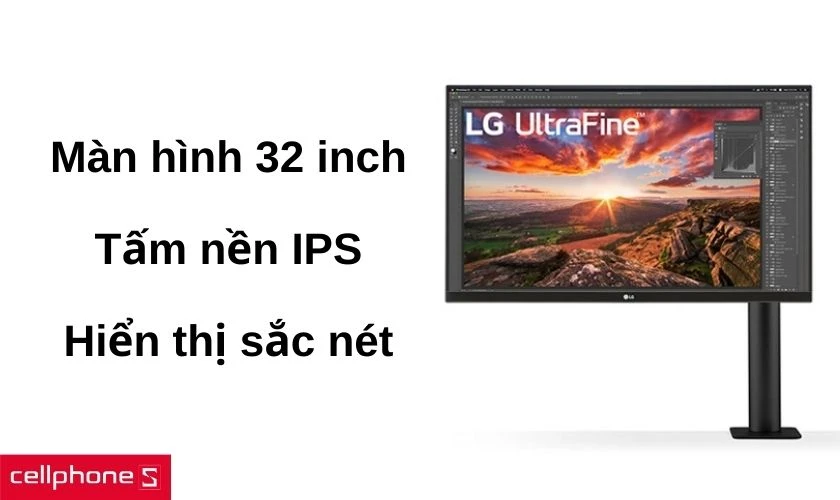 Kích thước lên đến 32 inch cùng tấm nền IPS chất lượng cao