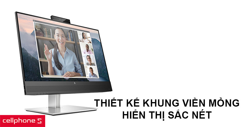 Thiết kế khung viền siêu mỏng, hiển thị sắc nét màn hình HP E24MV G4 169L0AA 23.8 inch