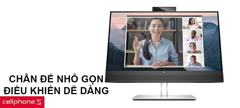 Dễ dàng điều khiển, tương tích nhiều dáng ngồi với Thiết kế khung viền siêu mỏng, hiển thị sắc nét màn hình HP E24MV G4 169L0AA 23.8 inch
