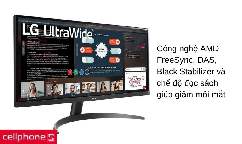 Công nghệ AMD FreeSync, DAS, Black Stabilizer cho hình ảnh hiển thị mượt mà