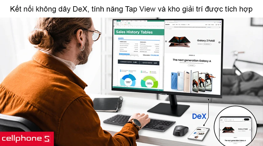 Kết nối không dây DeX và kho ứng dụng được tích hợp giải trí đỉnh cao