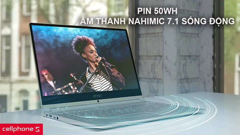 Khả năng giải trí đỉnh cao với pin 50Wh cùng âm thanh Nahimic 7.1 sống động