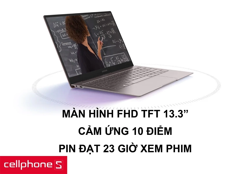 Màn hình 13.3 inches FHD TFT cùng viên pin 42Wh cho khả năng sử dụng 23 giờ