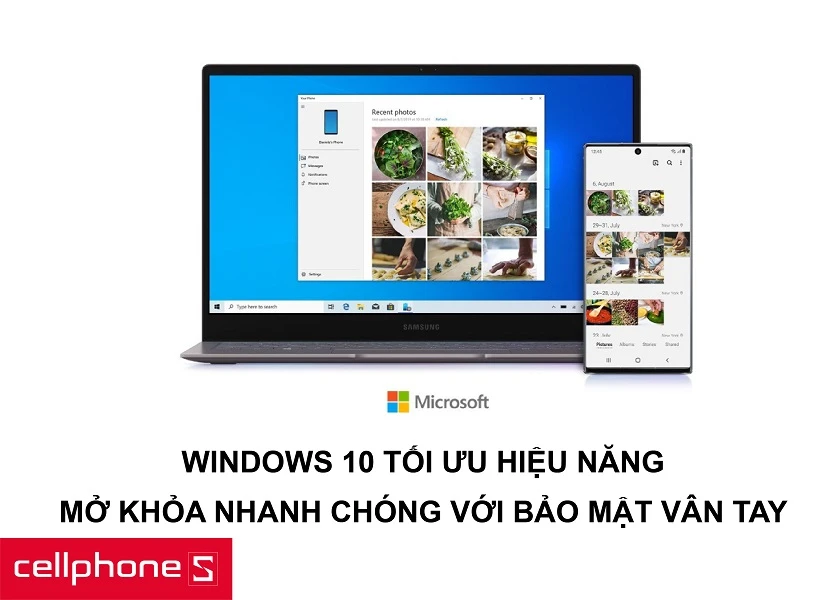 Windows 10 tối ưu hiệu năng laptop cùng bảo mật vân tay hiện đại