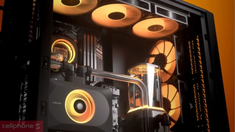 Bộ tản nhiệt kép trên case máy tính Corsair Frame 4000D RS ARGB