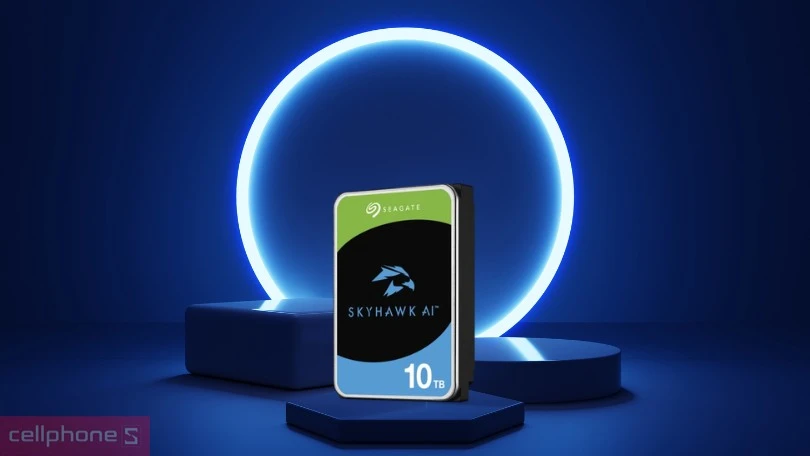 Ổ cứng HDD Seagate Skyhawk AI 3.5 inch SATA 7200RPM 10TB dung lượng lớn, kết nối chuẩn SATA 3