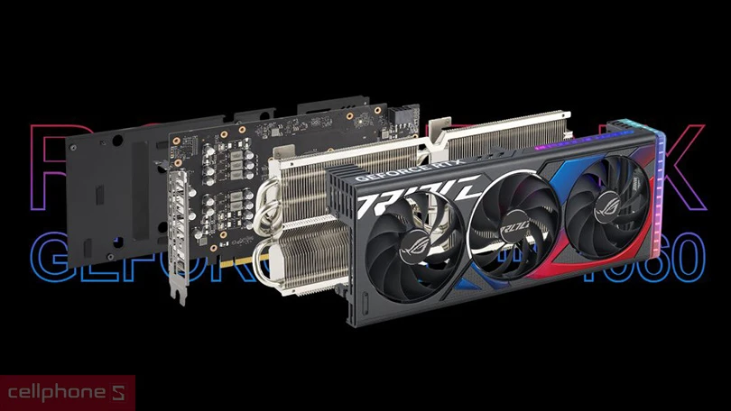 Tản nhiệt trên VGA ASUS Rog Strix Geforce RTX 4060 OC 8GB ROG-STRIX-RTX4060