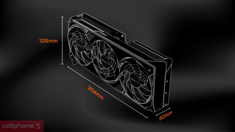 Thiết kế VGA Gigabyte GeForce RTX 5080 WINDFORCE 16GB
