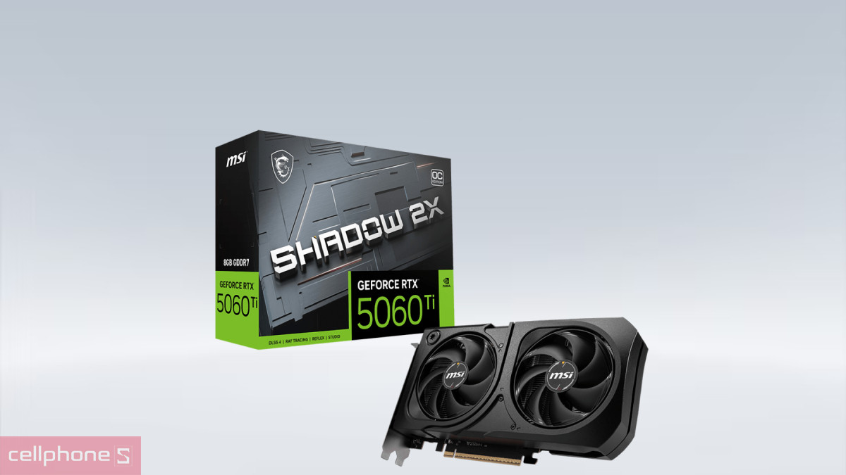 Đầu ra, khả năng hỗ trợ tối đa 4 màn hình của VGA MSI GeForce RTX 5060 Ti 8G SHADOW 2X OC
