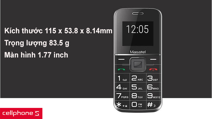 Masstel Fami 9 trọng lượng chỉ 83.5g, màn hình 1.77 inch chuẩn QQVGA