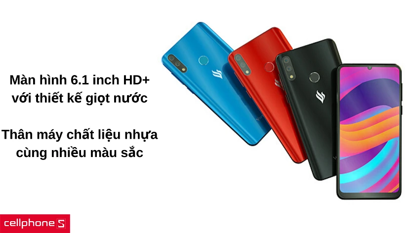 Màn hình 6.1 inch độ phân giải HD+ theo thiết kế giọt nước năng động