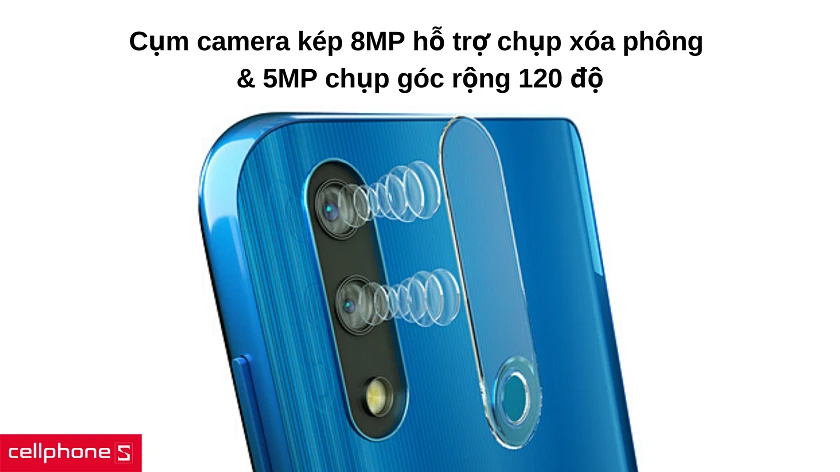 Cụm camera kép 8MP+5MP với tính năng chụp góc siêu rộng