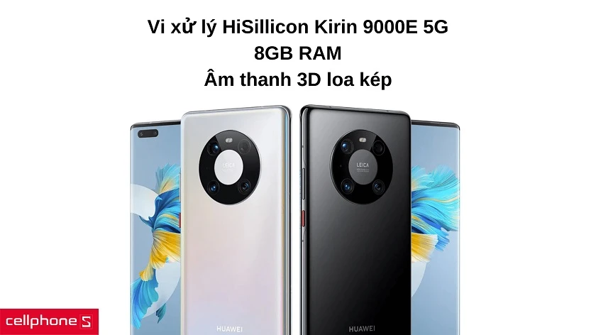 Hiệu năng mạnh mẽ với chip Kirin 9000E hỗ trợ 5G, và dung lượng 8 GB RAM