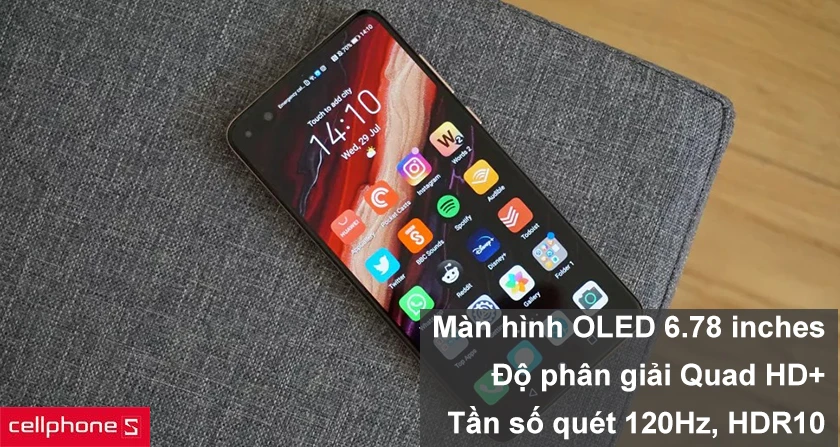 Màn hình QHD+ siêu nét, hỗ trợ tần số quét 120Hz