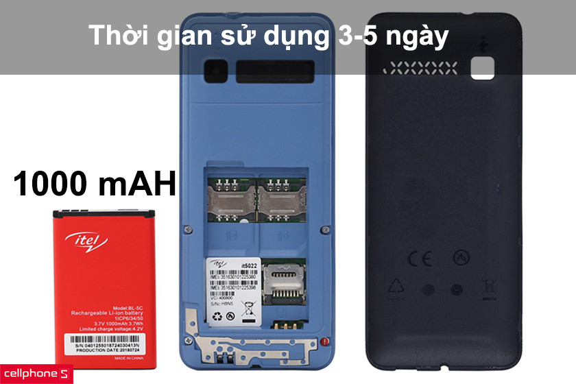 Dung lượng pin lớn 1000 mAh thời gian sử dụng 3-5 ngày