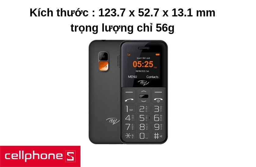 Thiết kế nhỏ gọn với trọng lượng chỉ 56g