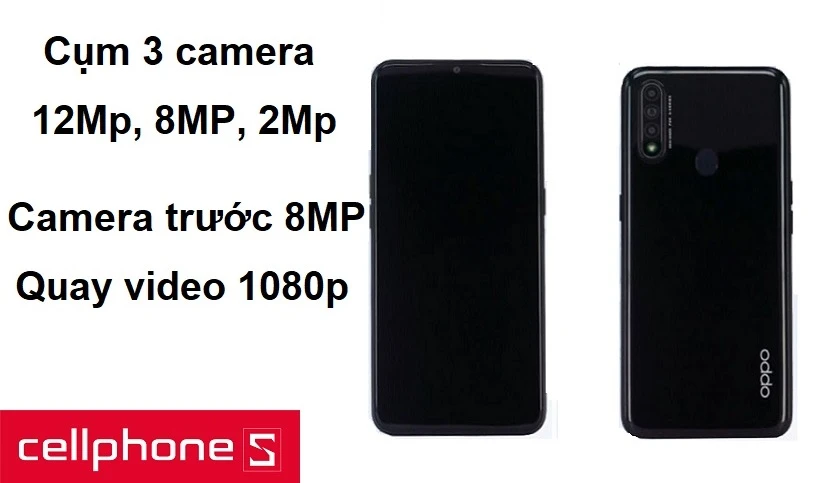 Cụm 3 camera 12Mp, 8MP, 2Mp cho hình ảnh sắc nét