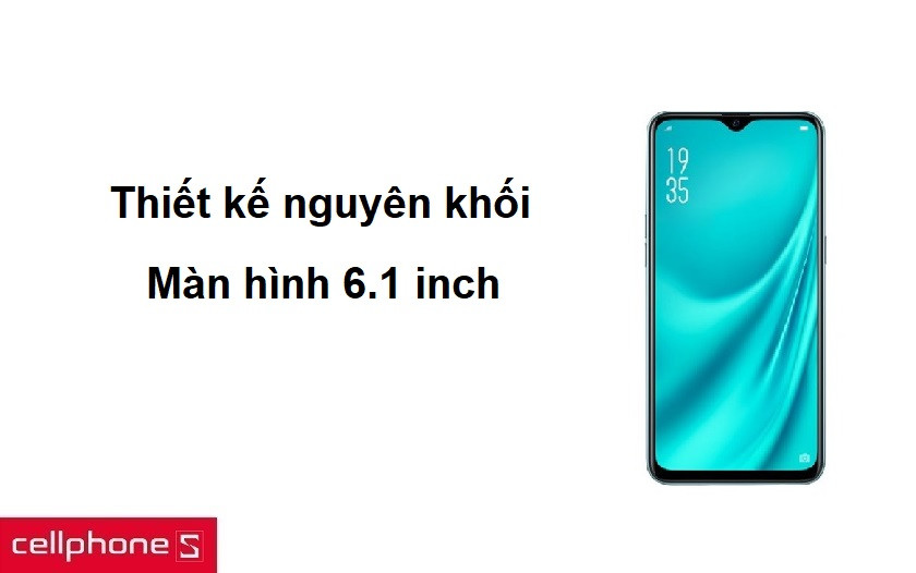 Thiết kế nguyên khối cứng cáp, màn hình 6.1 inch độ phân giải HD+
