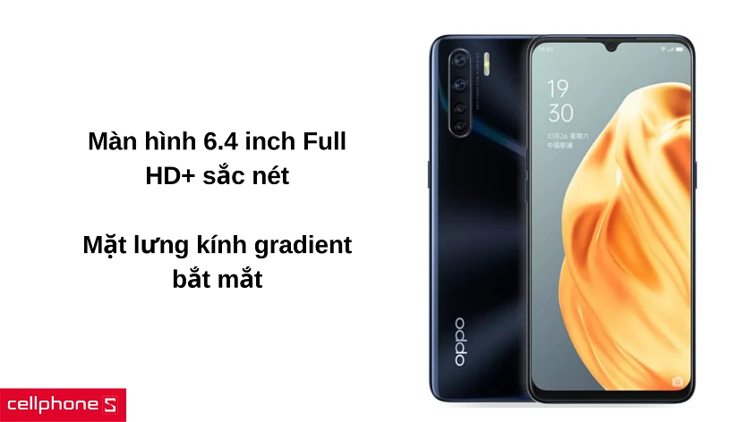 Thiết kế ấn tượng với mặt lưng kính gradient & màn hình giọt nước 6.4 inch