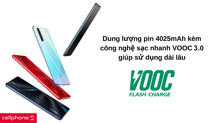 Sử dụng lâu dài với viên pin 4025mAh kèm công nghệ sạc nhanh VOOC 3.0